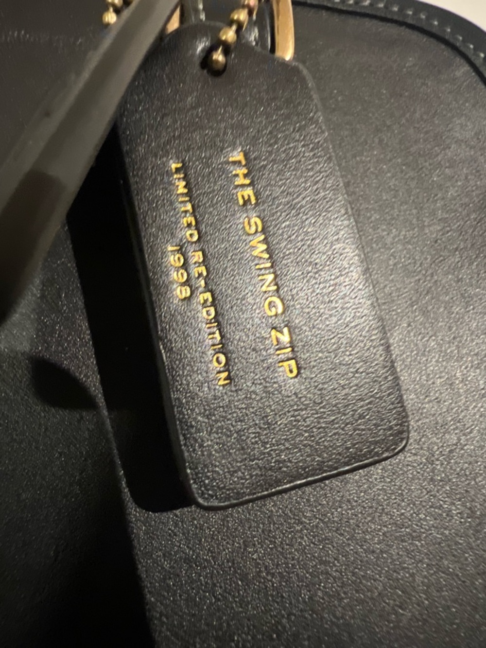 Coach The Swing Zip Black Leather Shoulder Bag with Gold Hardware - Picture 7 of 12